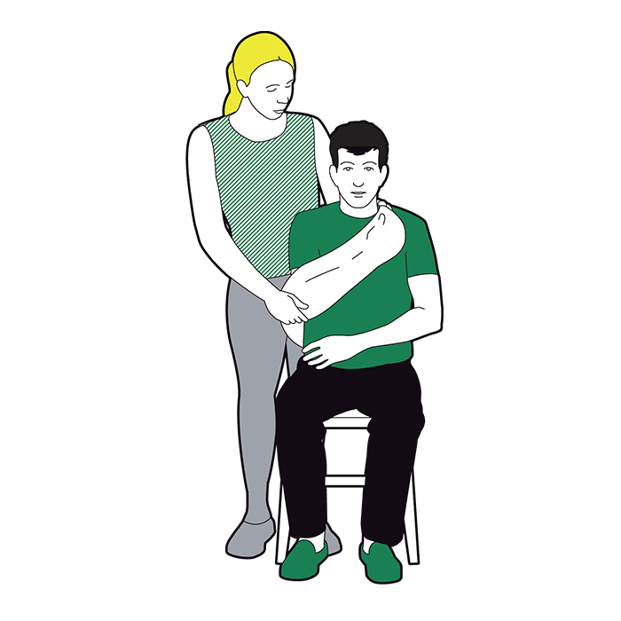 Elevation sling - twist and tuck in bandage by elbow