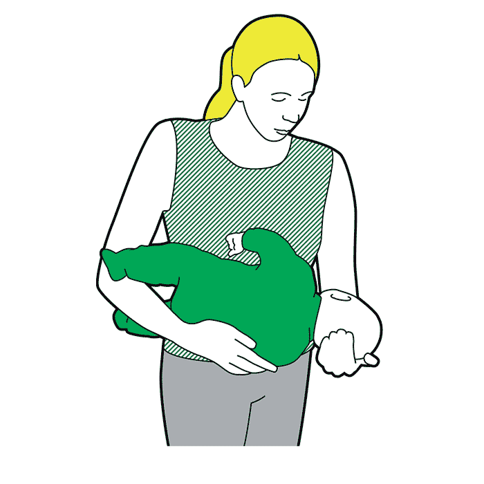 First aid - cradle your baby with the head tilted downwards