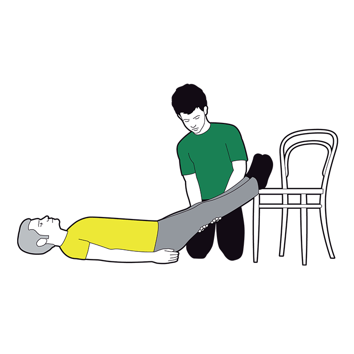 Shock first aid - help the casualty to lie down and raise their legs