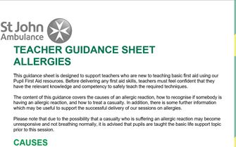 Teacher Guidance Allergies