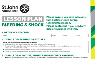 Bleeding and Shock lesson plan image