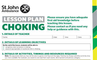 Choking (Baby and Child) lesson plan image