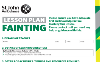 Fainting lesson plan image