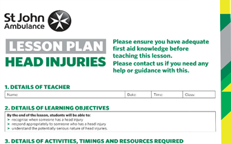 Head Injuries lesson plan image
