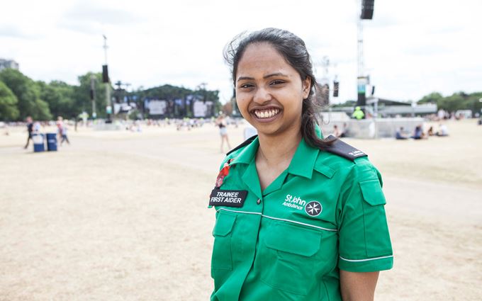 First Aider trainee at an event