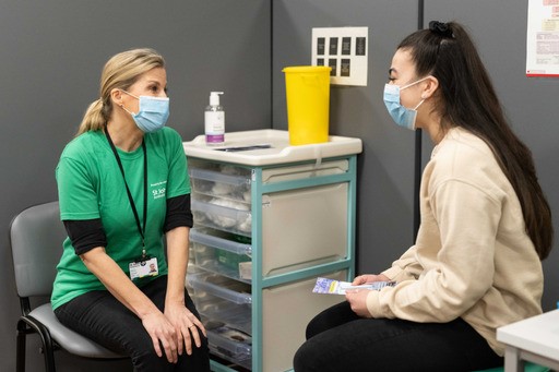 The Countess of Wessex joins St John Ambulance as a volunteer in the NHS Vaccination Programme