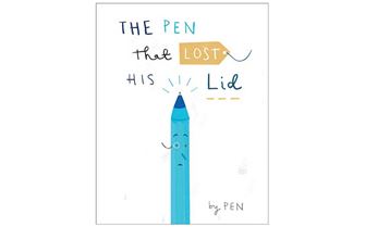 Drawing of a pen with a caption saying " the pen that lost his lid".