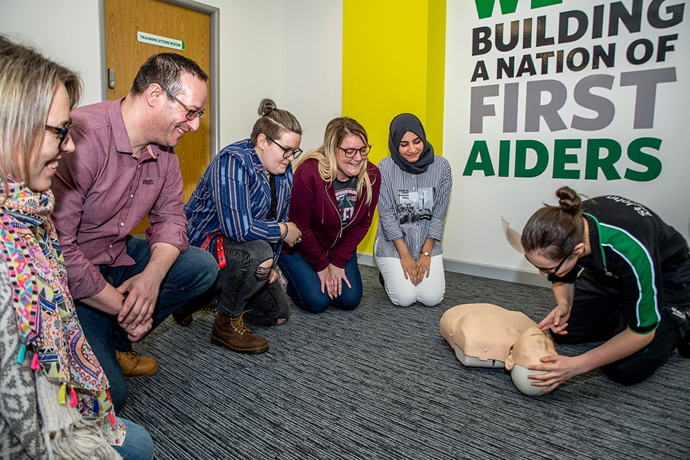 First aid training with a group