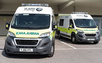 Two parked up St John Ambulance ambulances