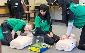 Cadets practising with AED Cadets practising with AED