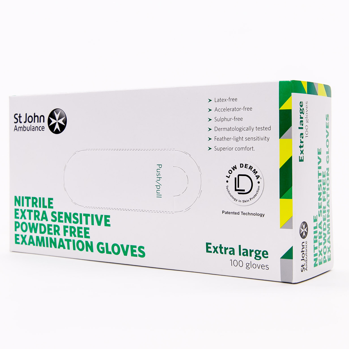 Box of 100 St John Ambulance Nitrile Powder-Free Extra Sensitive Gloves Extra Large