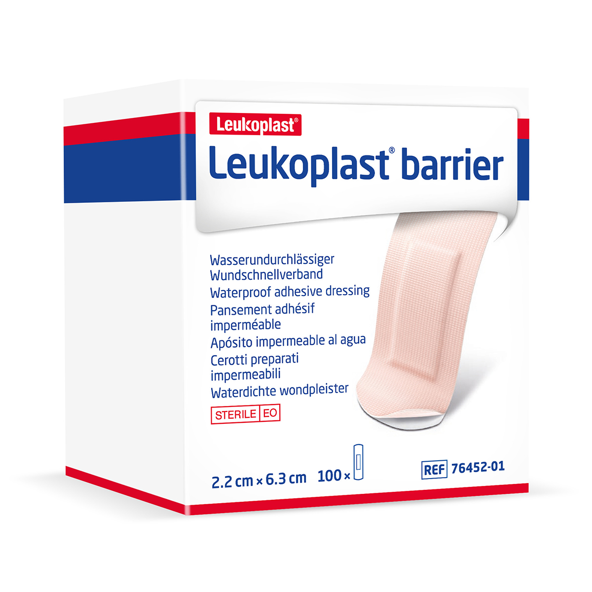 Pack of 100 2.2 x 6.3cm Leukoplast Barrier Plasters