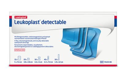 Pack of 95 Assorted Sizes Leukoplast Blue Detectable Plasters