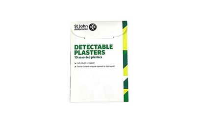 Pack of 10 Assorted Sizes Standard Blue St John Ambulance Washproof Detectable Plasters Pack of 10 Assorted Sizes Standard Blue St John Ambulance Washproof Detectable Plasters