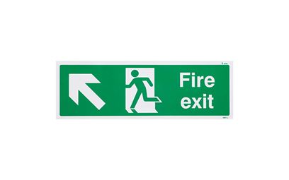 Fire Exit Left Up British Standard Vinyl Sign